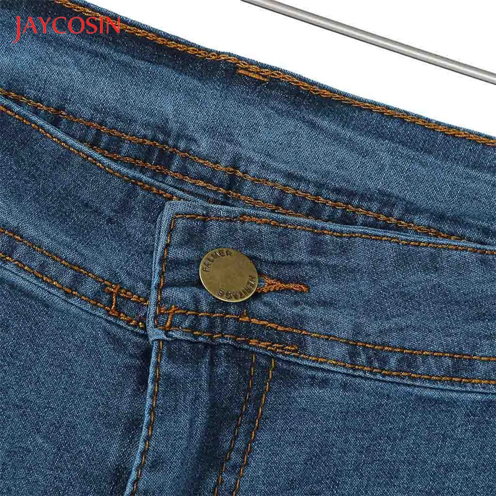 Jaycosin сексуальные весенние женские джинсы, джинсы со средней талией, модные высокие эластичные женские джинсы с дырками, вымытые старые узкие брюки-карандаш размера плюс