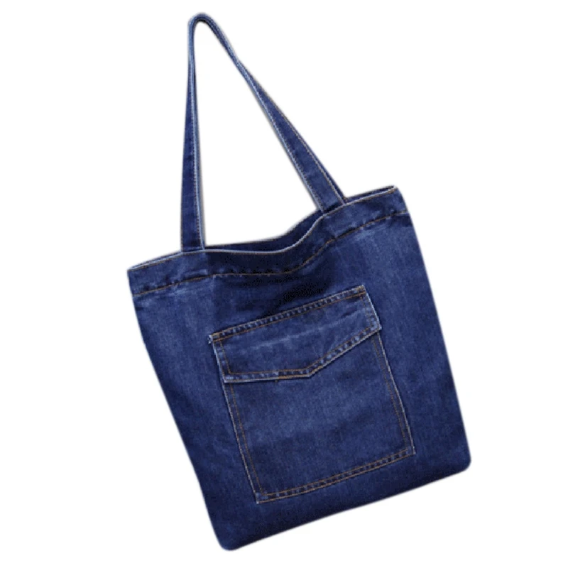 

Women Bag Large Capacity Cowboy Handbag Wild Casual Canvas Denim Shoulder Bag Flap Shopping Bag