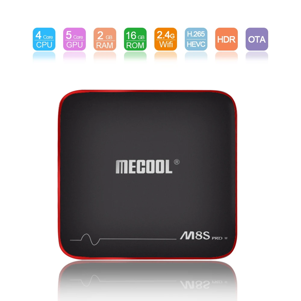 MECOOL M8S PRO W Android 7,1 ТВ приставка Amlogic S905W Процессор четырехъядерный 2 Гб ОЗУ DDR4 16 Гб Смарт ТВ приставка 2,4 ГГц WiFi 4 к H.265 ТВ приставка