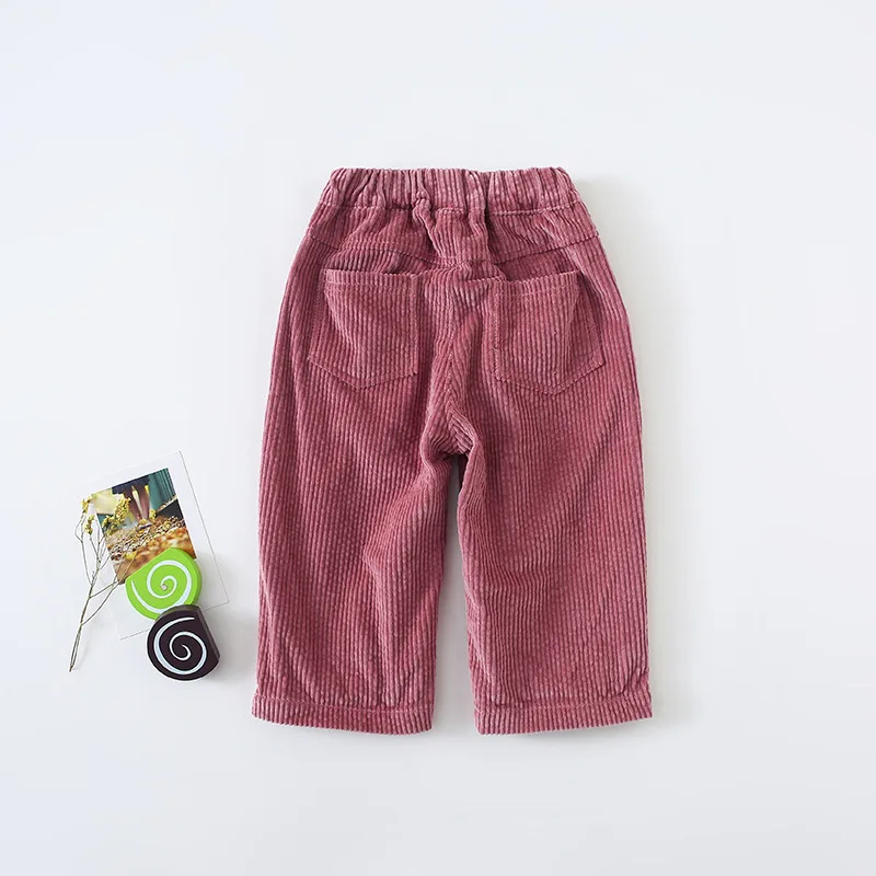 WLG/осенние штаны для мальчиков и девочек Детские однотонные вельветовые штаны бежевого цвета, цвета хаки, розового и серого цветов повседневные универсальные штаны для малышей