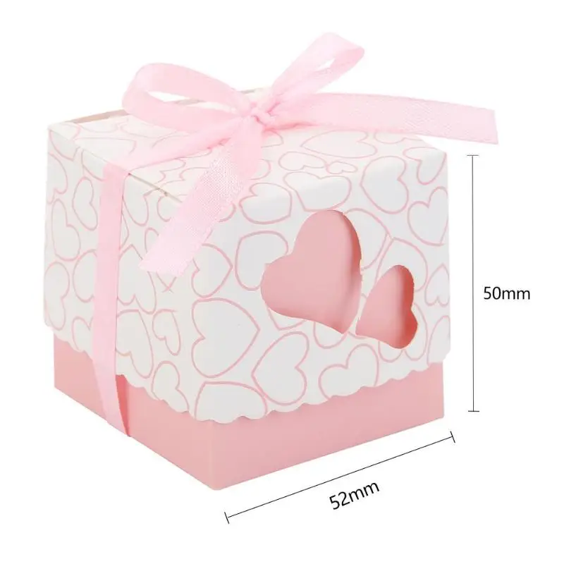 Light Pink 10 шт двойной сердечный полый карета сувениры подарок сильное чувство искусства конфеты коробки с лентой Святого Валентина многоцелевой украшения - Цвет: Light Pink