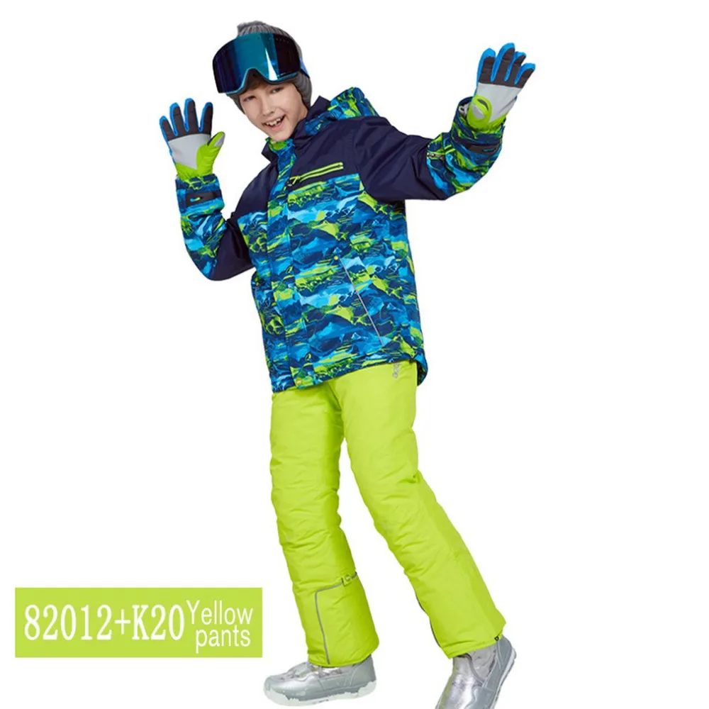 Phibee/XXS-XXL лыжный костюм для мальчиков и девочек комплект из водонепроницаемых штанов и куртки, зимняя спортивная утепленная одежда Детские лыжные костюмы Прямая поставка