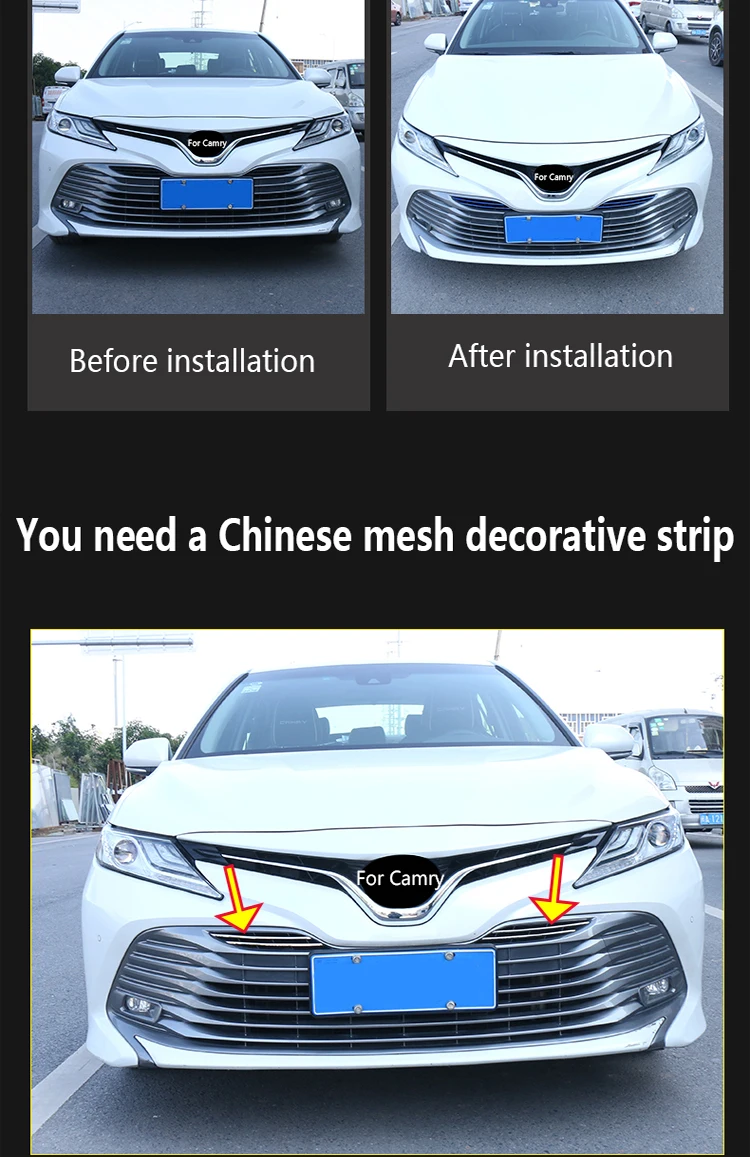 Подходит для Toyota Camry- модель нержавеющая сталь средняя Сетка Декоративные блесток внешние аксессуары
