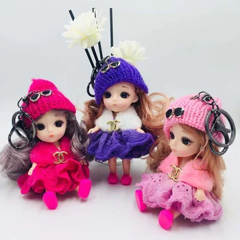 

BJD 13cm 4 Movable Joint Little Girl Doll 3D Real Eyed Dolls Cartoon Keychain Toy Accessories Mini Fashion Doll DIY kids toys