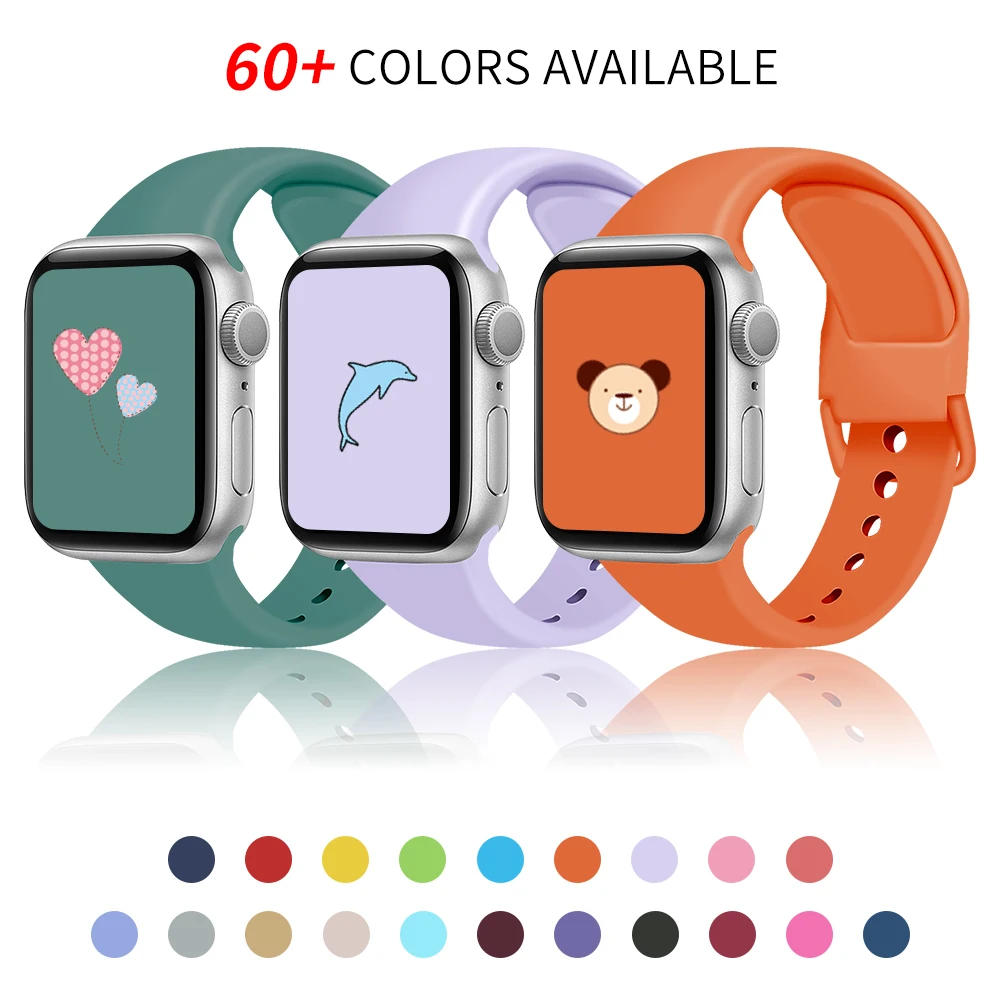 

Silicone Sport Band For Apple Watch Series 6 5 4 44mm 40mm Wrist Bracelet rubber Strap For iWatch 3 2 1 se 38mm 42mm