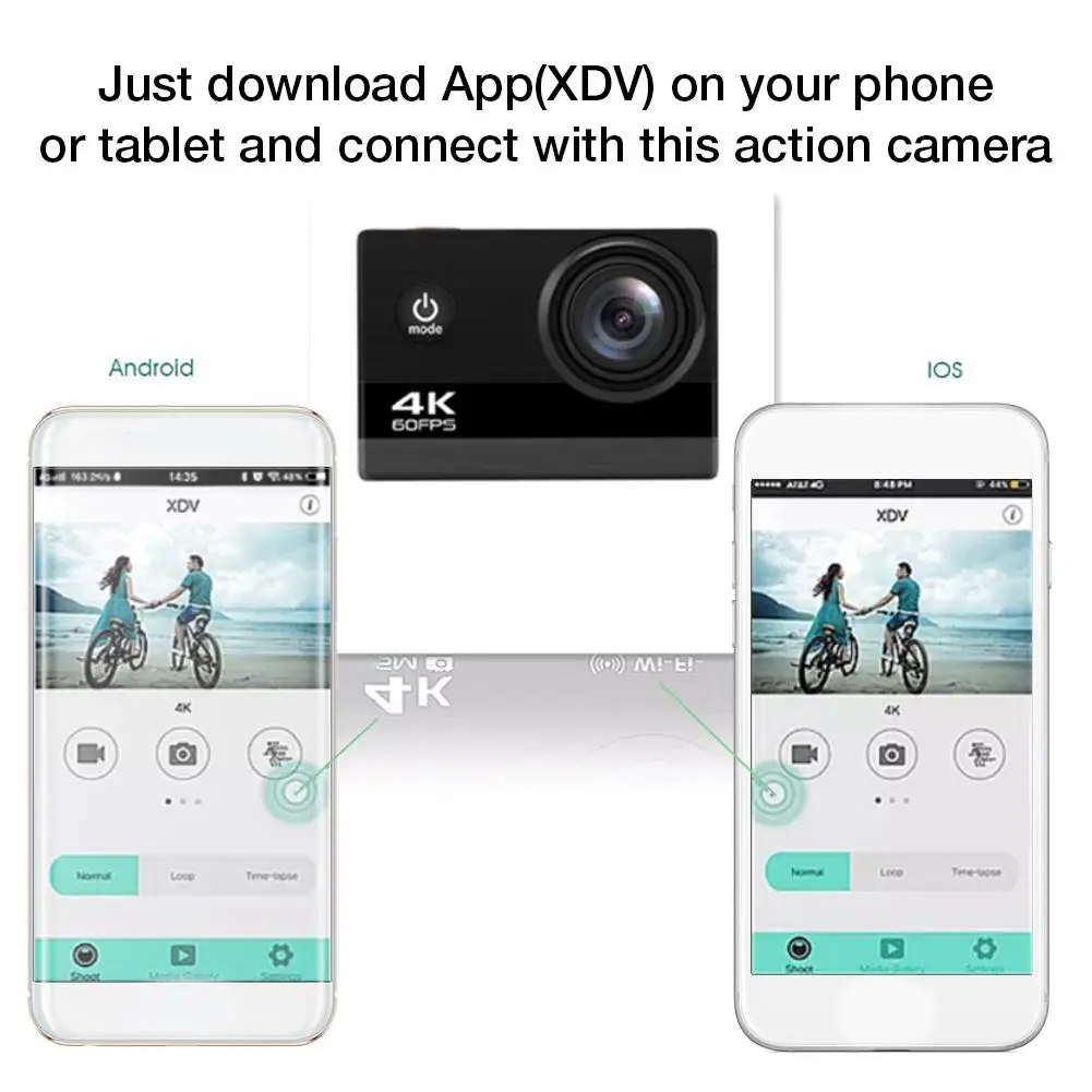 4K Ультра HD экшн-Камера Wi-Fi HD спортивные Камера широкоугольный объектив с фокусным расстоянием 4 K/60fps видео 2400W пикселей 2-дюймовый ЖК-дисплей 100FT Водонепроницаемый Камера