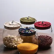 600 мл тканевый зерновой контейнер, пищевой герметичный контейнер для хранения, стеклянный сосуд для чая, пустая бутылка для хранения чая, кофе, зерен, сахар