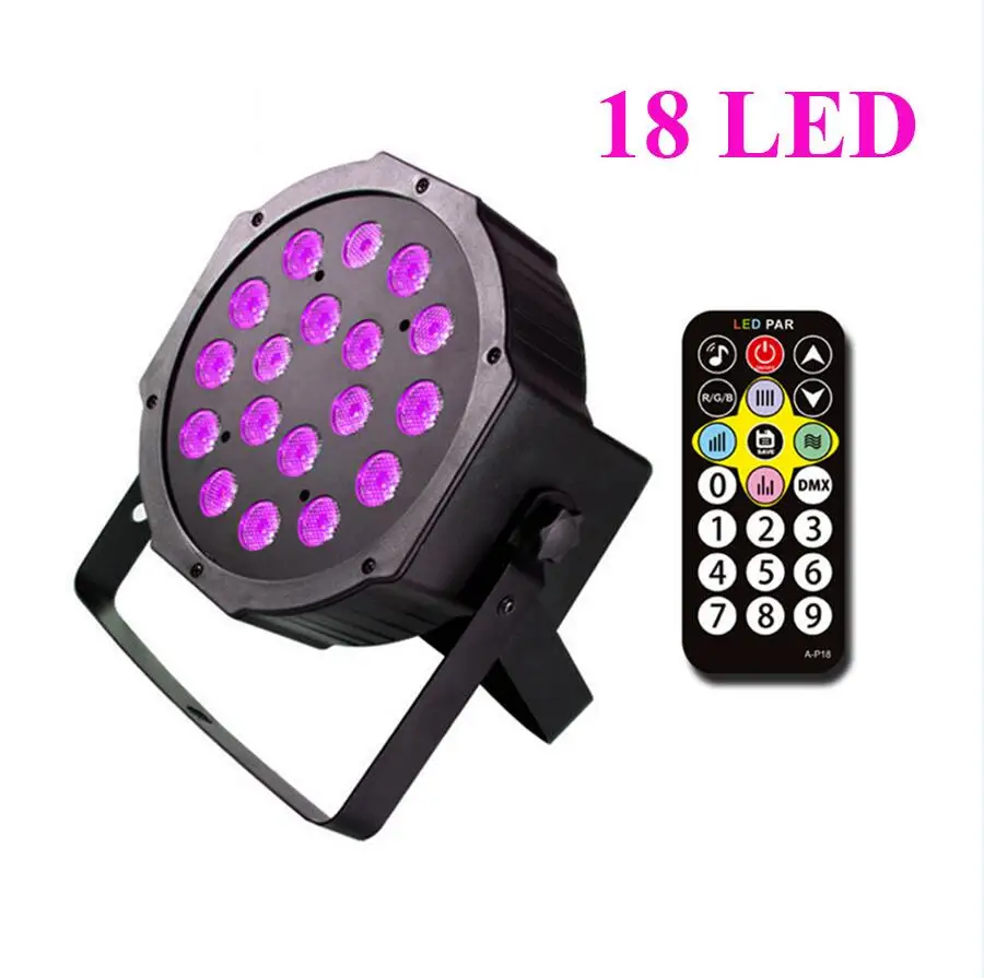 18LEDS UV Light Thrisdar, дистанционный, 36x3 Вт, светодиодный, ультрафиолетовый, Par Светильник, голосовое управление, Dmx512, ультрафиолетовый, Dico, Dj, Par лампы, вечерние, Рождественская, бар, сценическая лампа - Цвет: 18LEDS UV Light