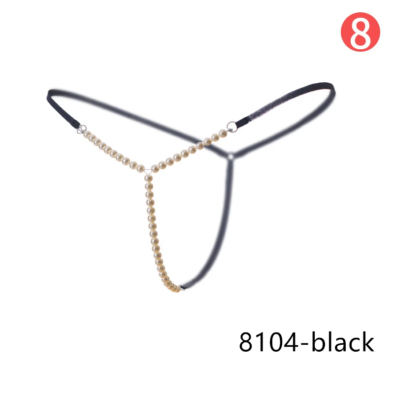 8104black 8 стилей сексуальные массажные стринги с бисером для женщин кружева полая Роза нижнее белье с цветами сетка женское нижнее белье с бантиками брюки сексуальные открытые промежности Т-трусики - Цвет: 8104black