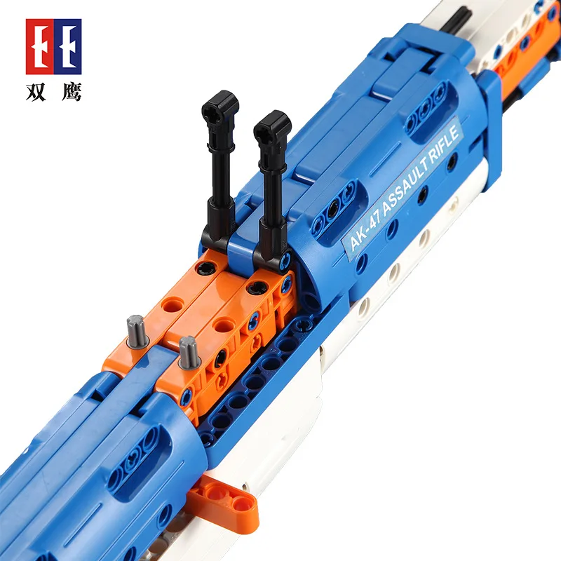 

Double e cada Cracking Take Building Blocks DIY-Emission AK-47 Model Toy Gun Children Assembled Gift Toy