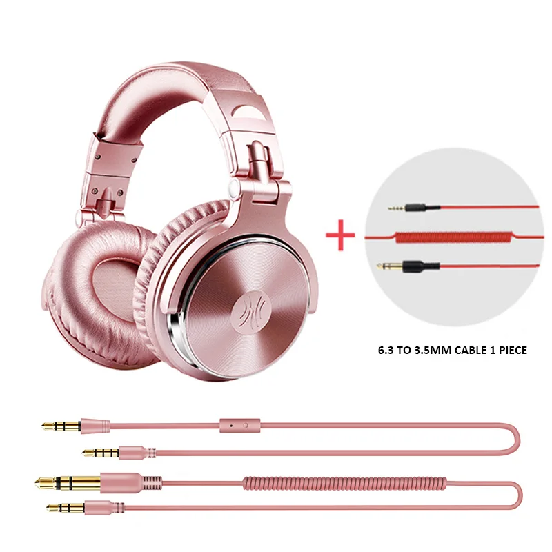 Rose-Gold-ExtraCable Oneodio Накладные Наушники Hi-Fi Studio DJ наушники проводной монитор Музыка игровая гарнитура наушники для телефона компьютер ПК с микрофоном - Цвет: Rose-Gold-ExtraCable