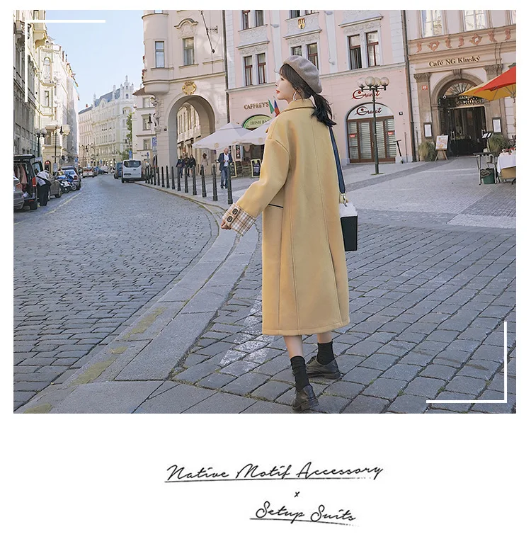 Шерстяная куртка с манжетами для фотосессии, Зимний стиль, женское платье, Ретро стиль, стиль лень, Дафлкот