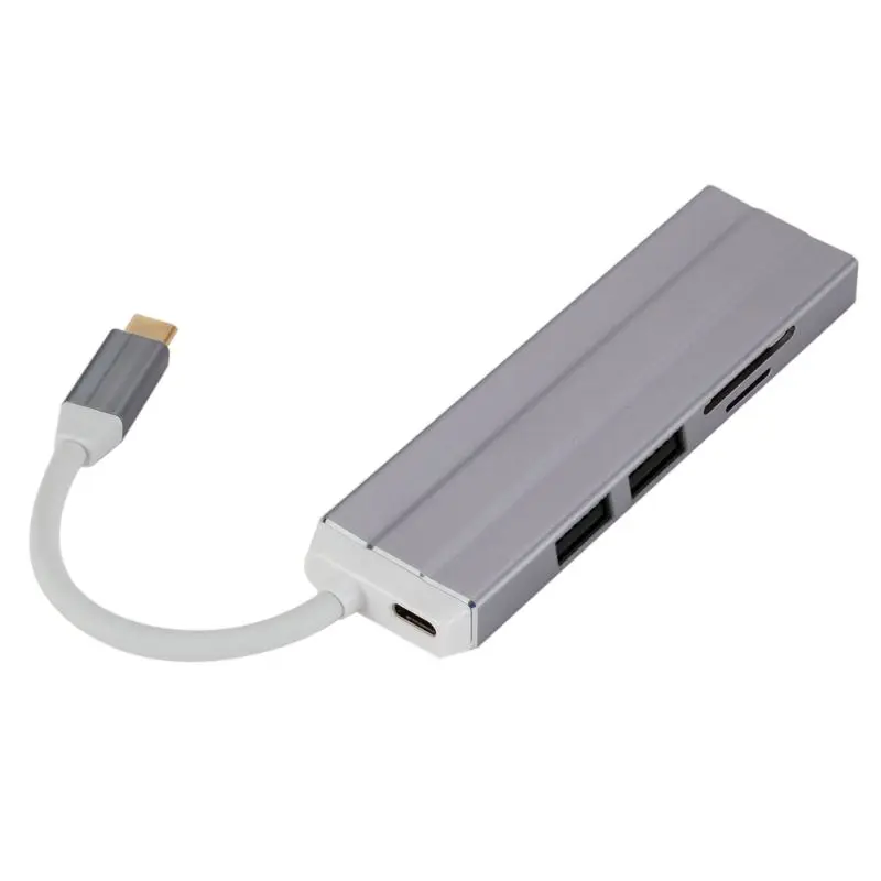 6 в 1 USB-C концентратор 4 к HD видео аудио кабель адаптер Тип C к HDMI usb 3,0/usb 2,0 с SD/TF кард-ридер Тип C usb-хаб