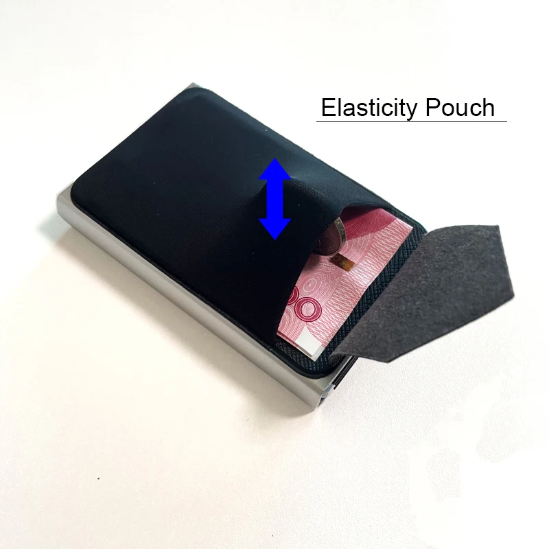 Credential Holder Smart Aluminium Credit Card Holder With Elasticity Pouch Male RFID Minimalist Wallet Bank Card Case