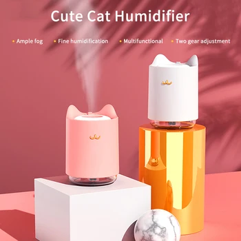 

Home Appliances USB Humidifier 300ml Cute Cat Ultrasonic Cool Mist Aroma Air Oil Diffuser Romantic Color LED Lamp Humidificador