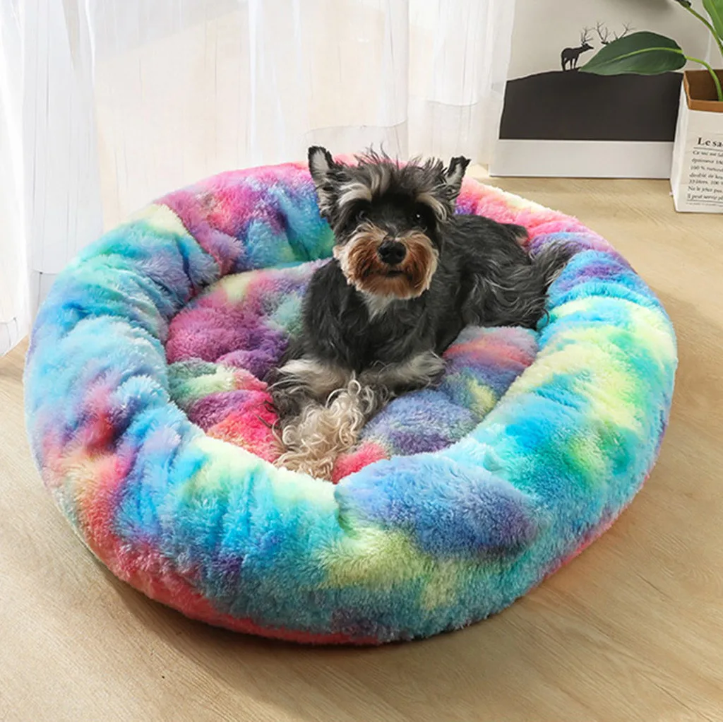 Transer Dog Bed Dog Round Cat Winter Warm Sleeping Bag Long Plush Soft Pet Bed Calming Beds XS,S,M,L,XL Cama Perro 19Sep26 P30 - Цвет: SB