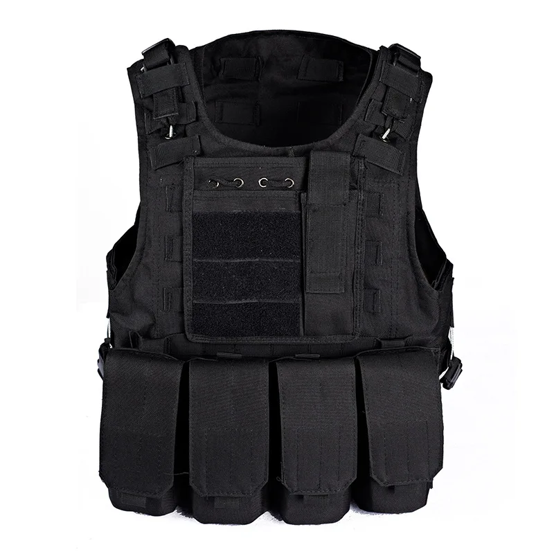 Разгрузочный Тактический Жилет Molle страйкбол жилет защитные пластины colete USMC солдат боевой жилет армейский Военный камуфляж Перевозчик - Цвет: Черный