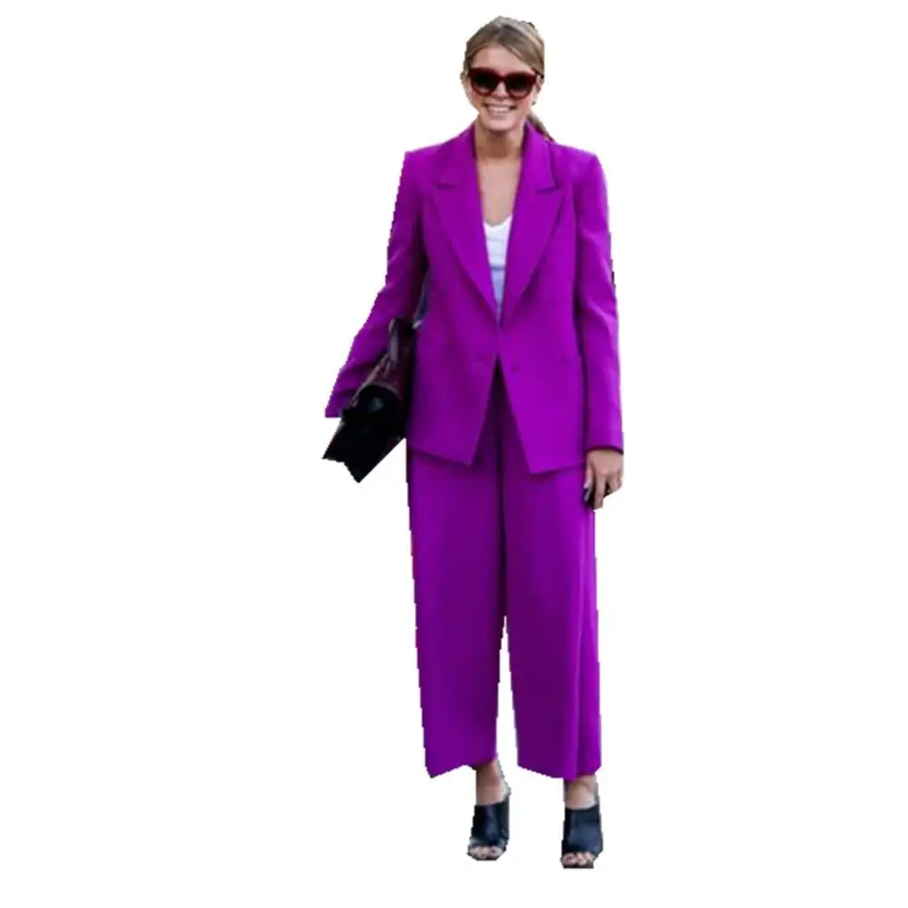 

Purple Women Busines Pant Suits Jacket+Pants Women Business Womens Pantsuit Office Uniform Style Female Trouser Suit Custom Made