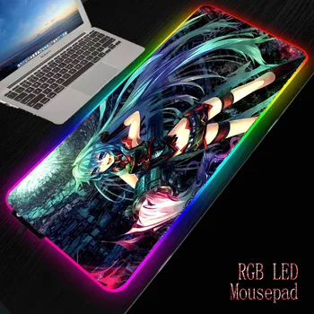

MRGBEST Anime Hatsune Miku Gaming RGB LED Glowing Colorful Large Gamer Lighting Waterproof Mousepad Desk Mice Mat for PC Laptop