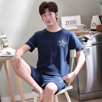 

Thin section short-sleeved pants pajamas comfortable 2020 spring and autumn men's large size M-3XL men's cotton casual O-neck