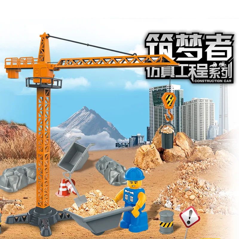 1:32 disassembly and assembly of children's crane toy force control building DIY simulation crane engineering vehicle Boy toy track accessories wooden garage station multiple options building blocks children s toy assembly games compatible tracks x28