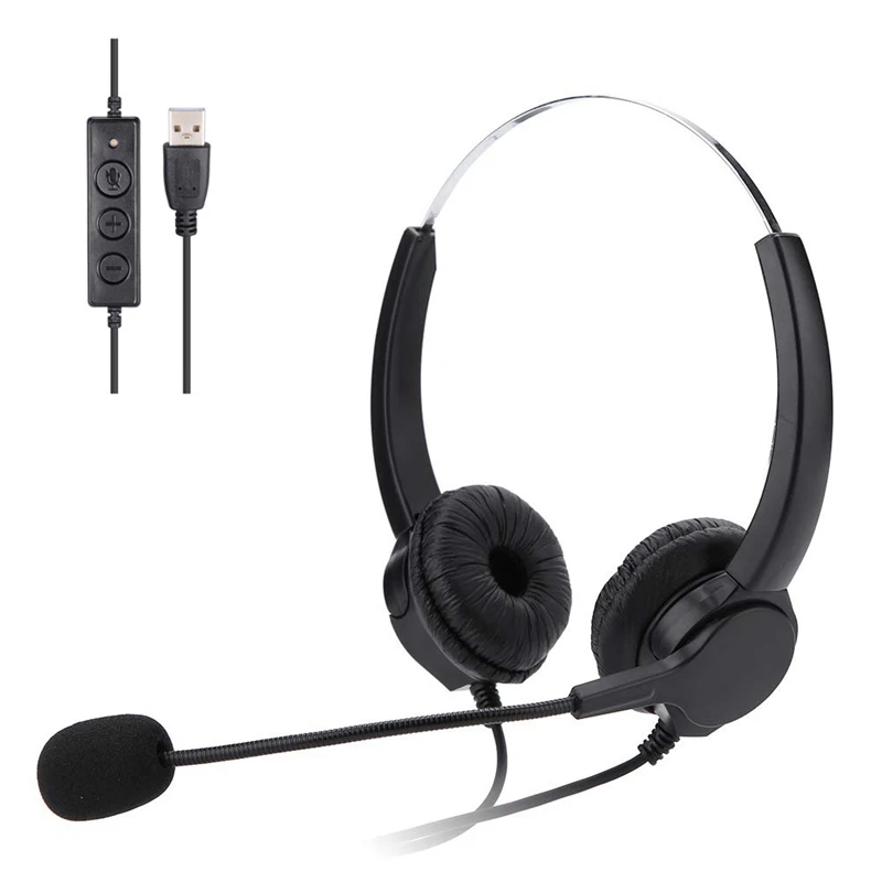 Hot 3C-Mute Wired Headset Call Center USB Headset Noise Cancelling USB Call Center Headset with Microphone