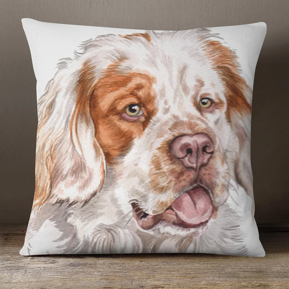 AD-SS7R-CPW Springer Spaniel with Red Rose Soft Velvet Feel Cushion Cover With 