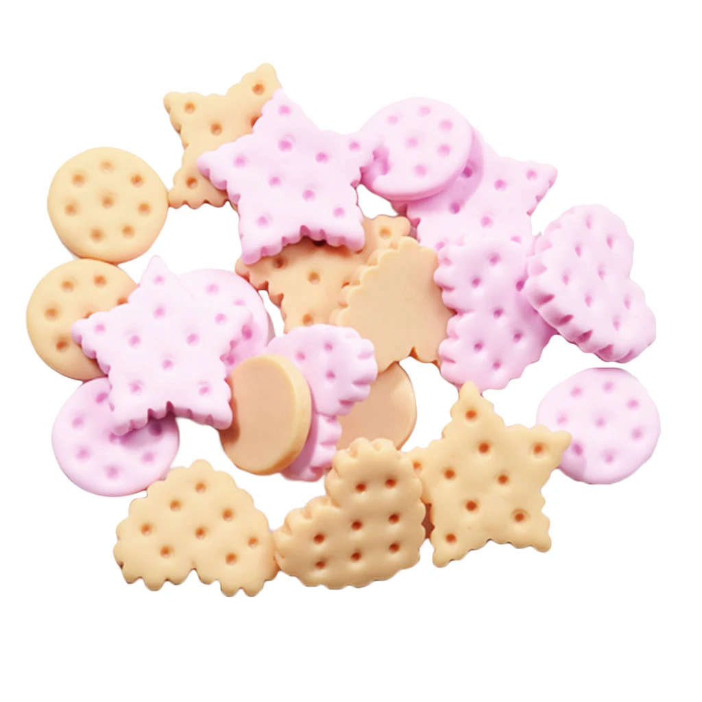 20 Pieces Mix Resin Flatback Cookies Flat Back Cabochon Kawaii DIY Resin Craft Decoration Miniature Resin Cream Bread Food