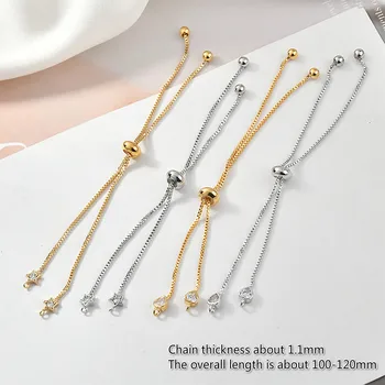 

Color Copper Plating 18k Package Gold Adjustment Beads Box Chain Love Stars Zircon Bracelet DIY Bracelets Accessories Material