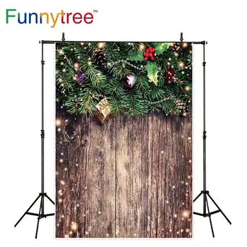 

Funnytree Christmas Wood Backdrop Xmas Decoration Newborn Baby Christmas Tree Pine Background Photography Studio Photocall Decor