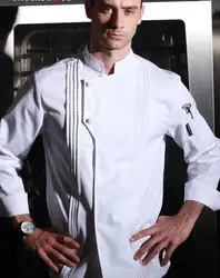 Новый мужской костюм повара КУРТКА шеф-повара ресторана с длинными рукавами кухни шеф-повара Униформа повара одежда на лето и весну повара