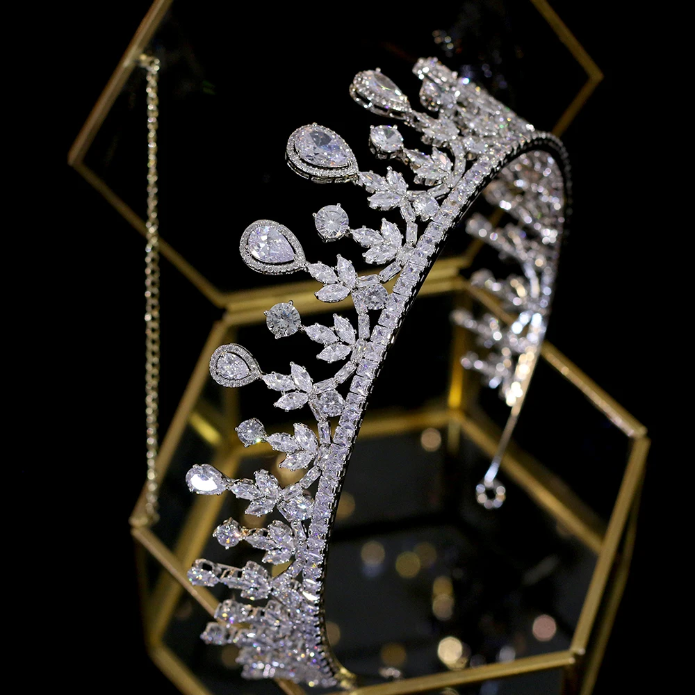 Lengthen crown ,Tiara,High Quality Ladies' Jewelry Zirconia Extended Headband Bridal Headband Crown Crown Accessories