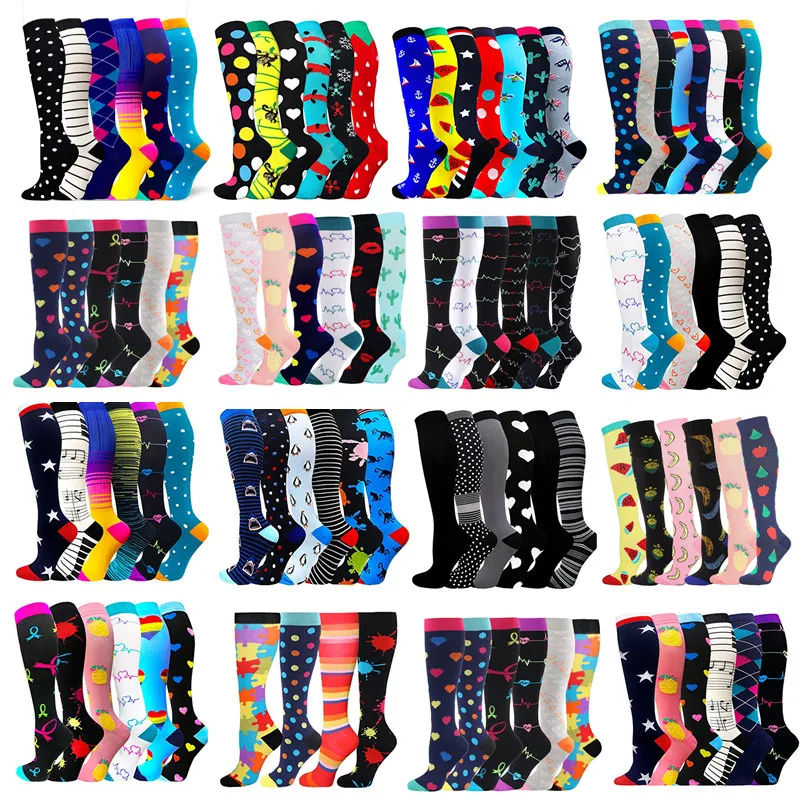 

6 Pairs Compression Socks Women Men Sports Socks Running Marathon Cycling Edema Diabetes Varicose Veins Summer Compression Socks