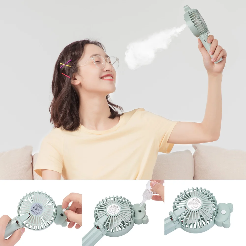 

Portable Car Fan Quiet Handheld Misting Fan Three Speed Adjustment Water Spray Mist for Car Home Office Hydration Humidification