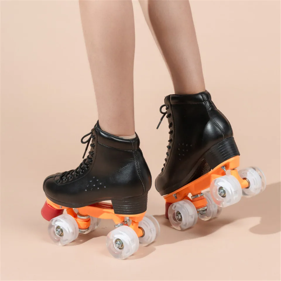 Роликовые коньки двухрядные коньки двухлинейная обувь Patines для детей взрослых родителей кроссовки PU колеса воловья кожа IB44