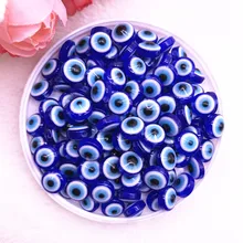 Nouveau 50 pièces 8/10mm perles ovales mauvais œil résine perles d'espacement pour la fabrication de bijoux perles de bracelet à bricoler soi-même #01