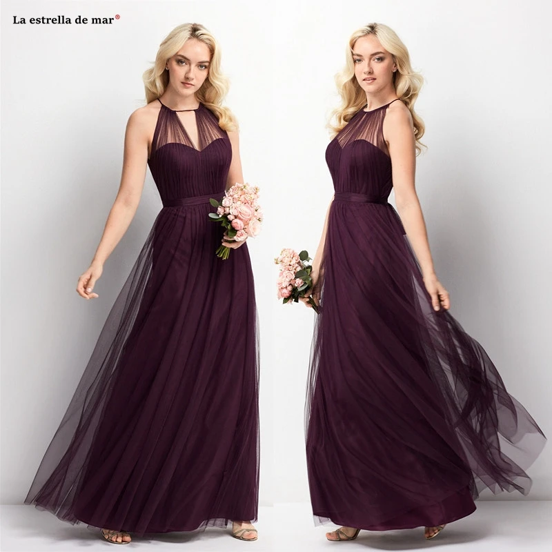 Vestido madrinha2019 тюль Холтер назад Алин простой фуксия платье подружки невесты длинное свадебное платье для гостей Расширенный заказ