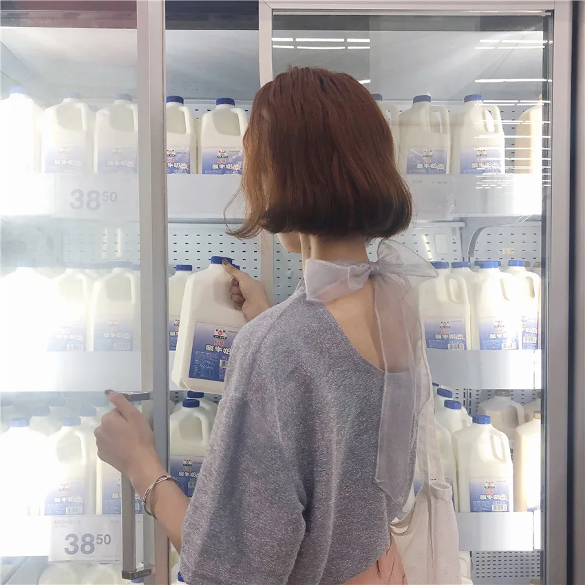 Новая летняя футболка с бантиком, Женская Футболка Harajuku, яркие шелковые футболки, рубашка, винтажные готические каваи топы, одежда DV813