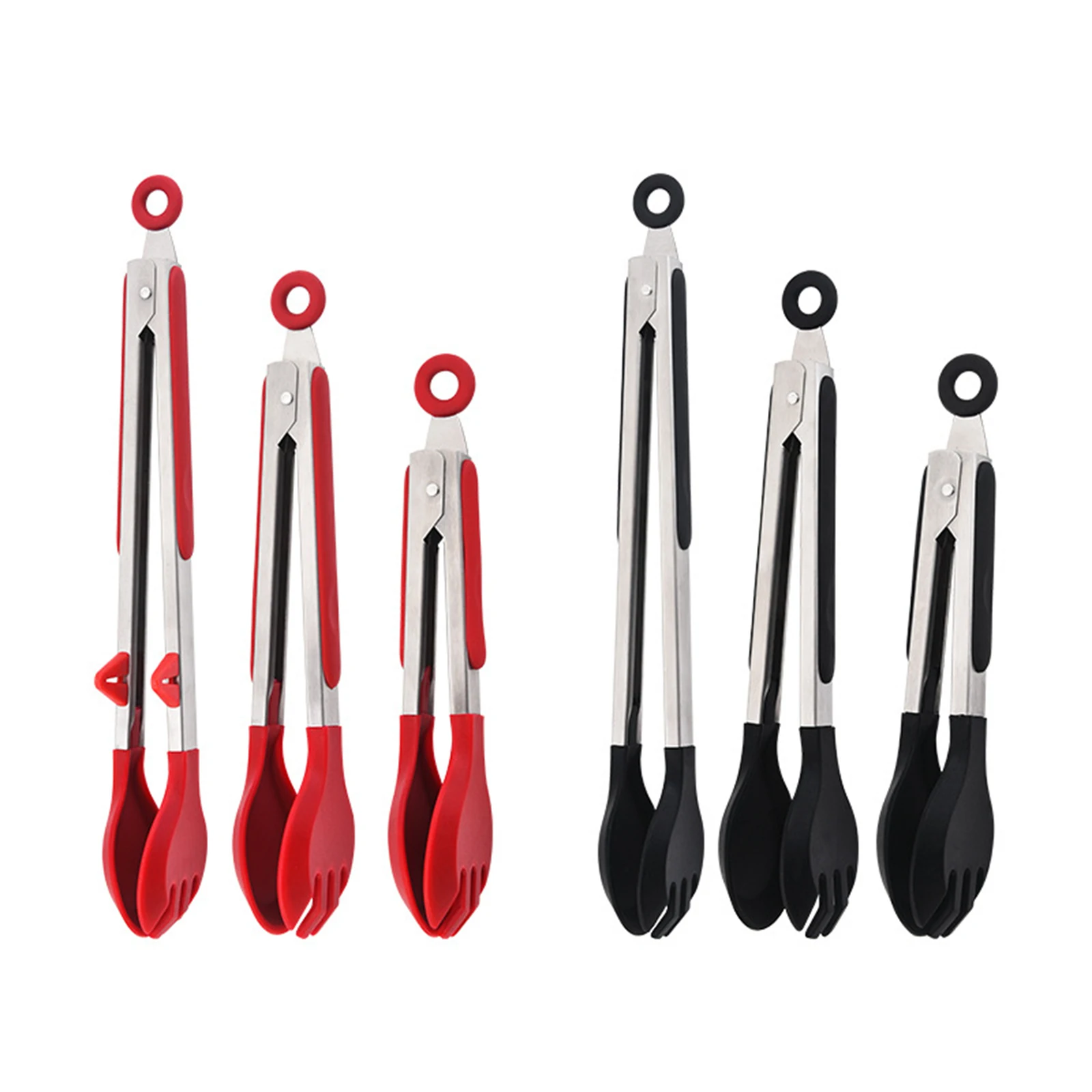 Kitchen Tongs Grabbers Silicone Tips Heat Resistant Pack of 3 Non slip