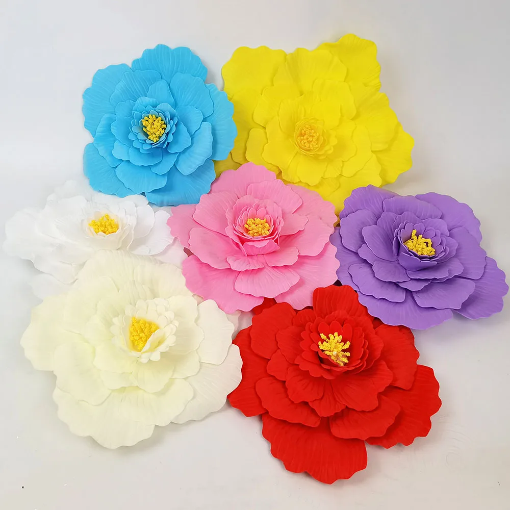 Pe Flat Bottom Peony Artificial Foam Flower For Home Wall Background