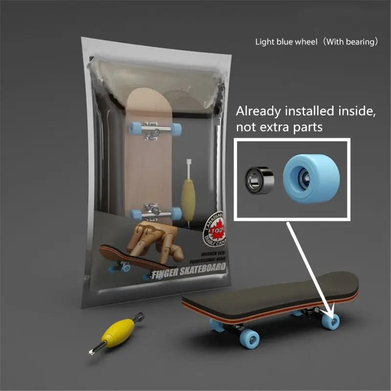 

1 Set Wooden Fingerboard Skateboard with Box Children Deck Sport Game Gift Maple Novelty Finger Toy for Adults Kids 6 Colors