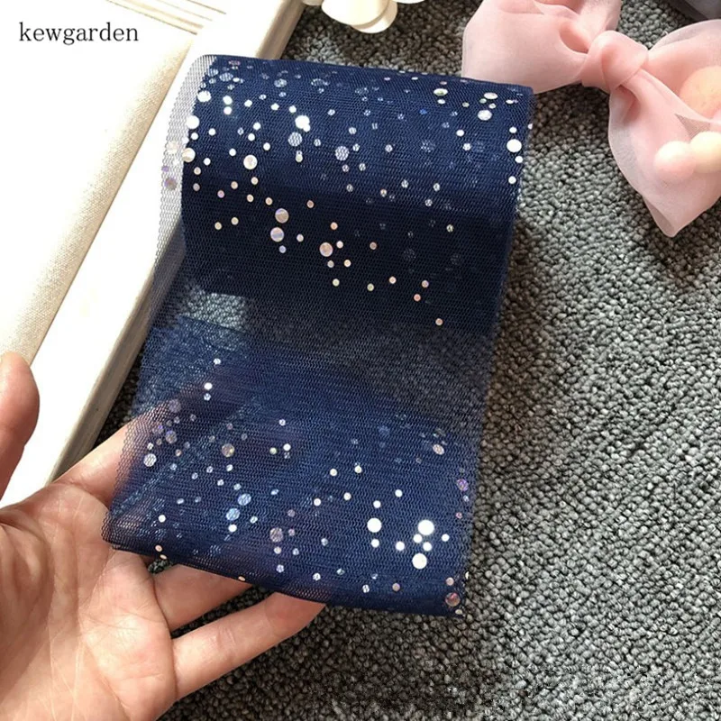 Kewgarden лазерная точка сетчатая Вуаль ленты 10 см DIY Шпилька волос бант в качестве аксессуара атласная лента вручную изготовленная Лента Riband 25 метров
