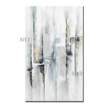 

100% hand-painted frameless abstract impression home grey tone decorative knife painting canvas