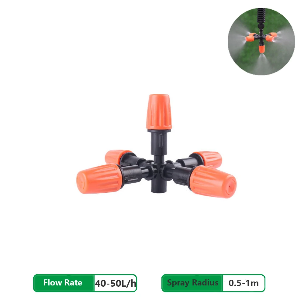 

2pcs 5 Ways Misting Orange Nozzle Garden Lawn Plants Spray Greenhouse Patio Atomization System Sprayer Irrigation Gardening Tool