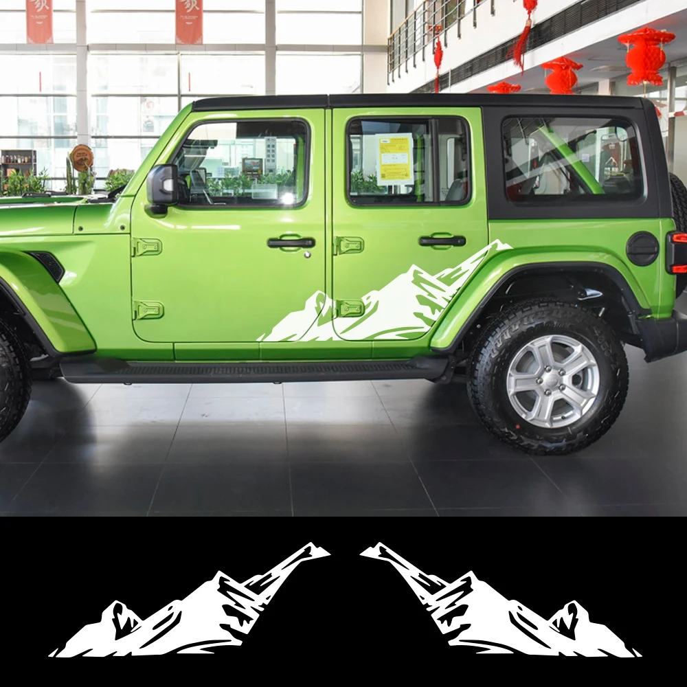 2 шт. наклейки Снежная гора для боковой двери автомобиля Jeep Wrangler JK TJ украшение