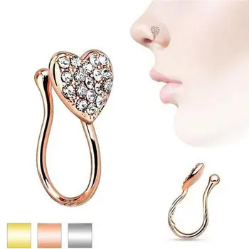 

1pc Hot Sexy Clip On 10mm Thin Clip Open Nose Rings & Studs Surgical Titanium Steel C Small Hoop Fake Piercing Stud Body Jewelry
