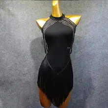 Платье для латинских танцев, черное платье для взрослых с открытой спиной и кисточками, платья без рукавов для соревнований, костюмы для самбы, одежда для сцены