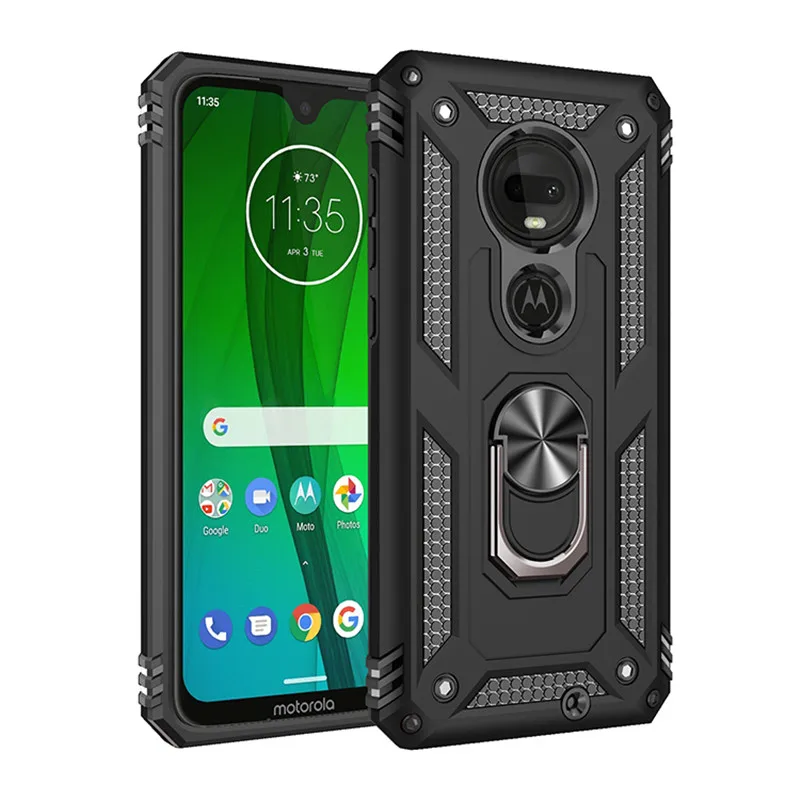 For Motorola Moto G6 G7 Plus G8 Power Lite G9 Play Case Magnetic Ring Holder Cover for Moto E5 E6 E6S E6i E7 Power 2021 Cases cell phone belt pouch