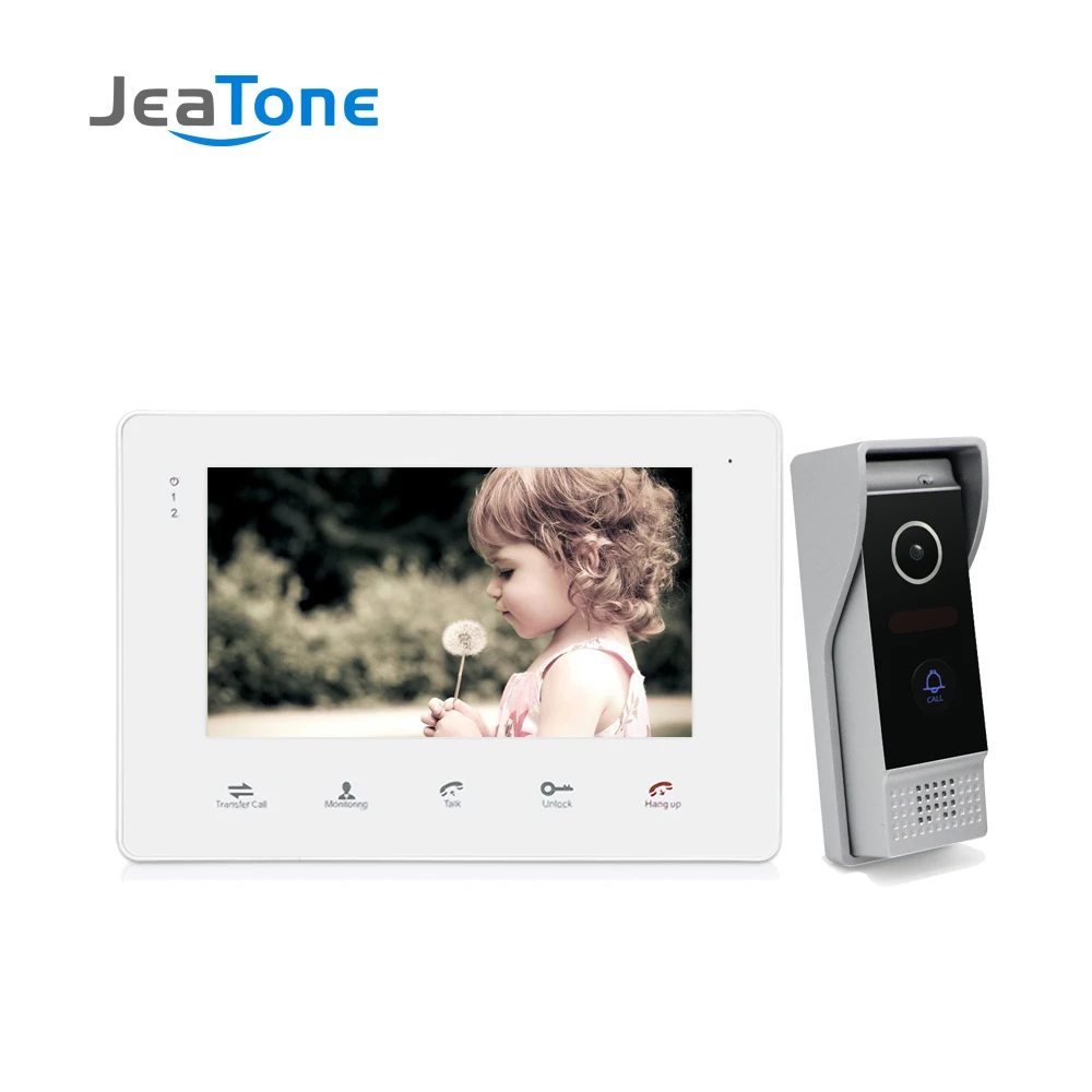 JeaTone 7 Inch Video Door Phone Intercom System White Video Door Entry Panel Intercoms for Private Home Call Panel JeaTone 7 Inch Video Door Phone Intercom System White Video Door Entry Panel Intercoms for Private Home Call Panel