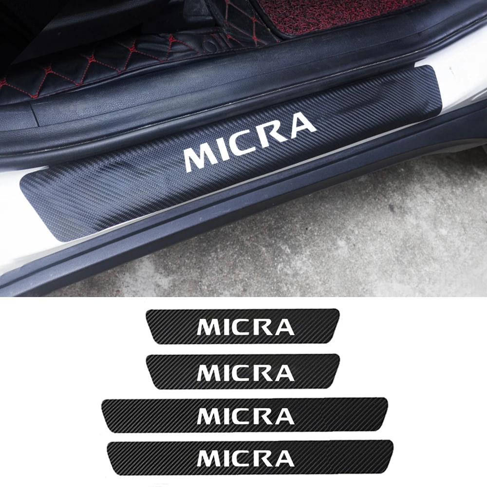 

4pcs PU Leather Car Door Sill Protector Sticker for Nissan Micra K11 K12 K13 K14 Door Threshold Plate Guard Stickers Accessories